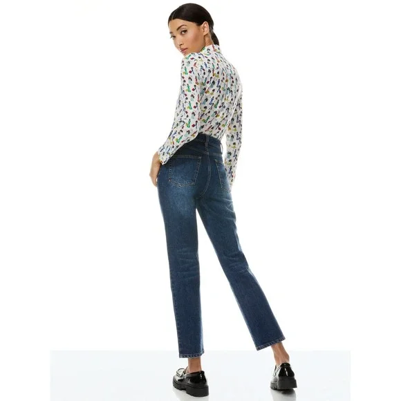 Alice + Olivia Willa Passport Stace Face Silk Top Size M - Picture 3 of 13